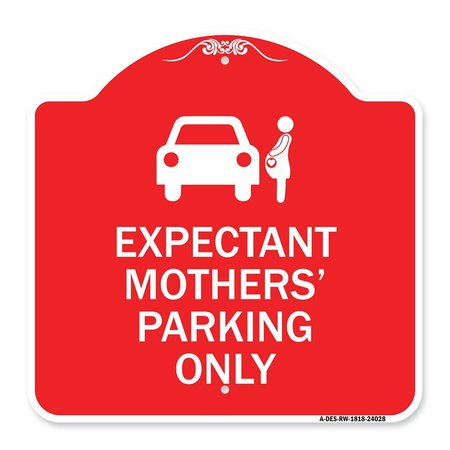 SIGNMISSION Expectant Mothers Parking W/ Graphic, Red & White Aluminum Sign, 18" L, 18" H, RW-1818-24028 A-DES-RW-1818-24028